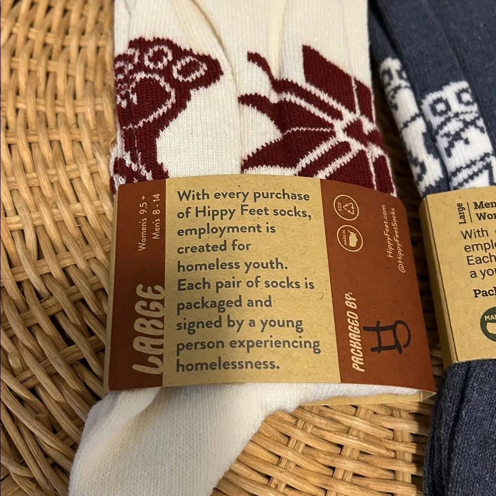 Hippy Feet Reindeer Fair Isle‎ Socks 2 Pack Navy White